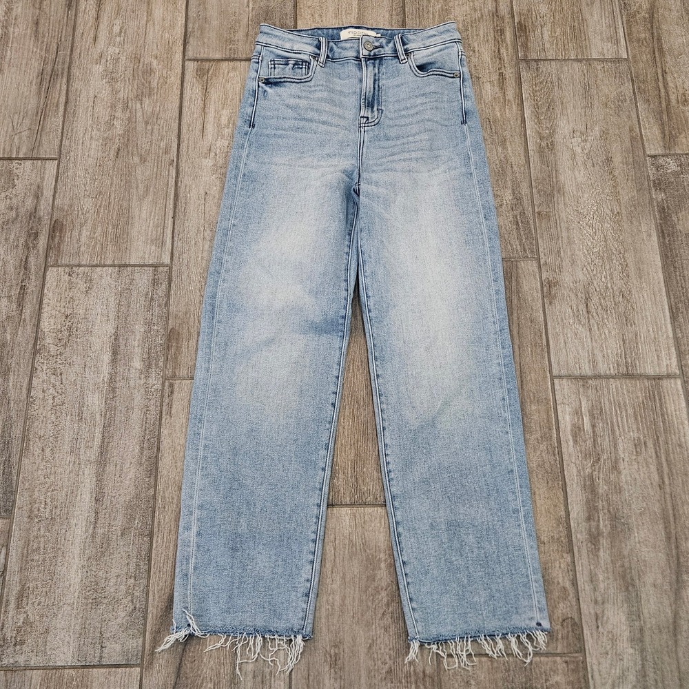 Hidden Jeans Wide Leg Size 26 Light Wash Raw Hem Frayed High Rise Denim Street